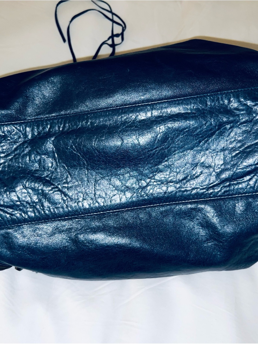 Balenciaga Medium City Navy Blue Leather Shoulder Bag Y2K - Picture 13 of 14